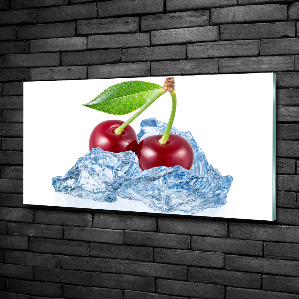 Glass wall art Cherry with ice