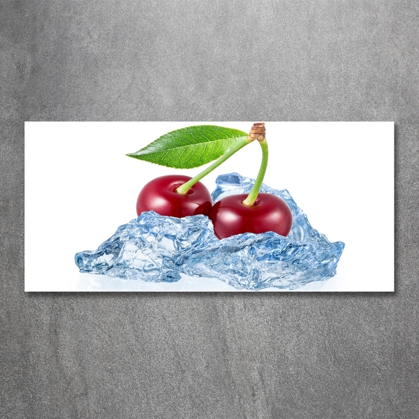 Glass wall art Cherry with ice