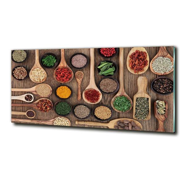 Wall art on glass Spices and herbs