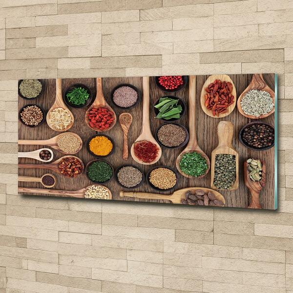 Wall art on glass Spices and herbs