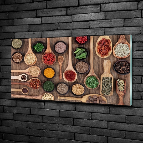 Wall art on glass Spices and herbs