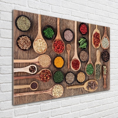 Wall art on glass Spices and herbs