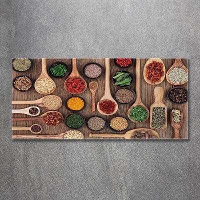 Wall art on glass Spices and herbs