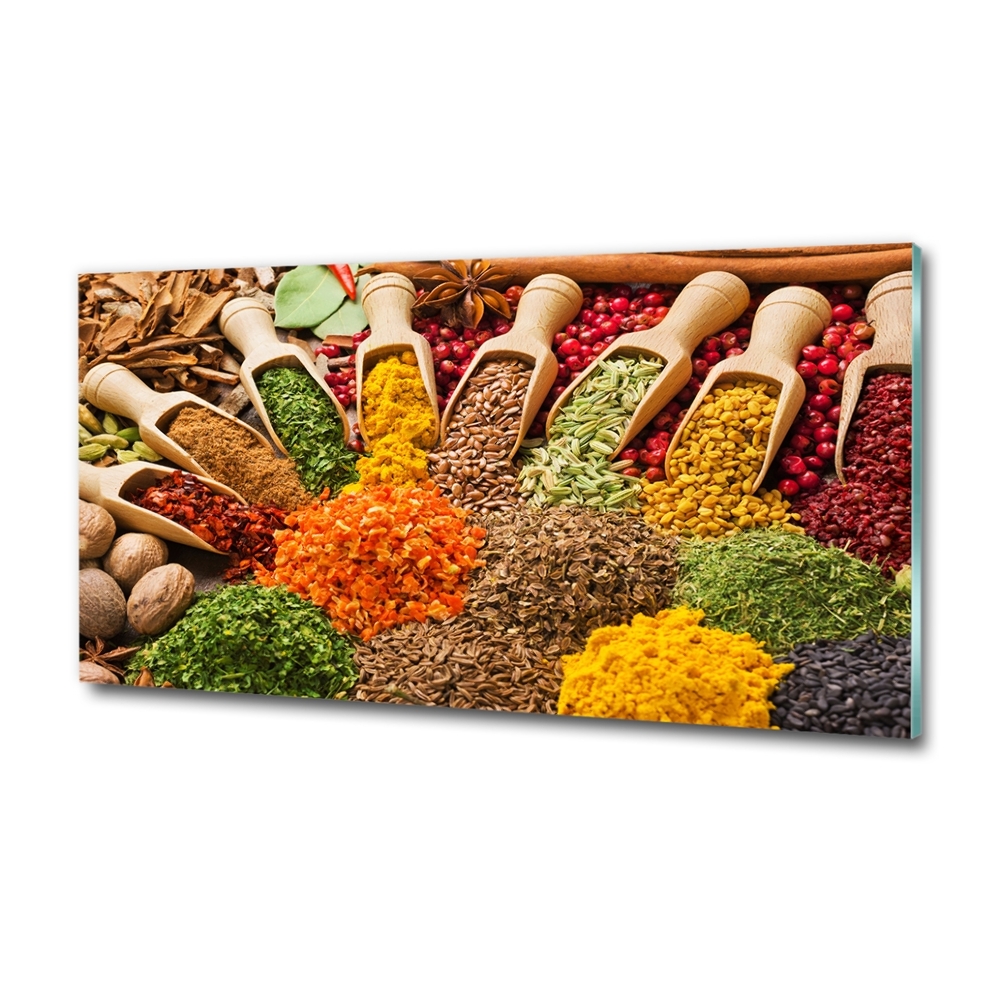 Wall art on glass Colorful spices