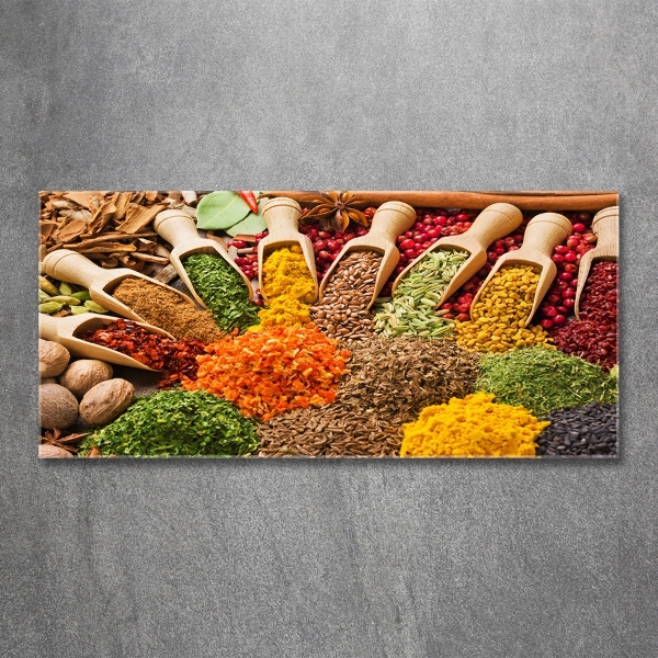 Wall art on glass Colorful spices