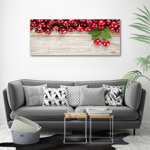 Glass art print Cherries on wood