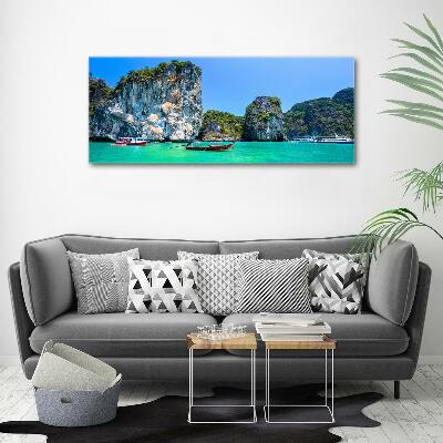 Glass wall art Thailand boats