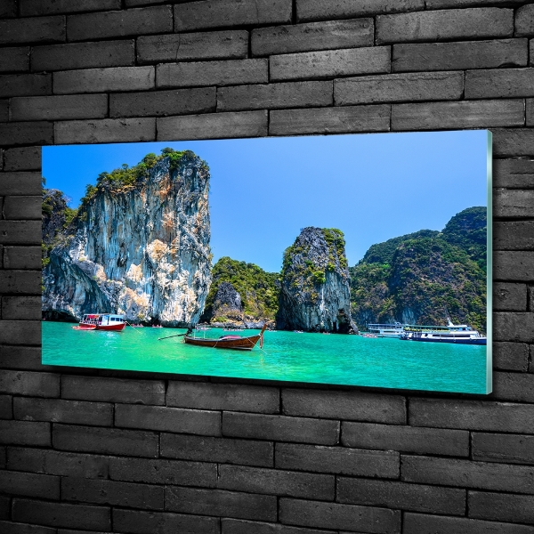 Glass wall art Thailand boats