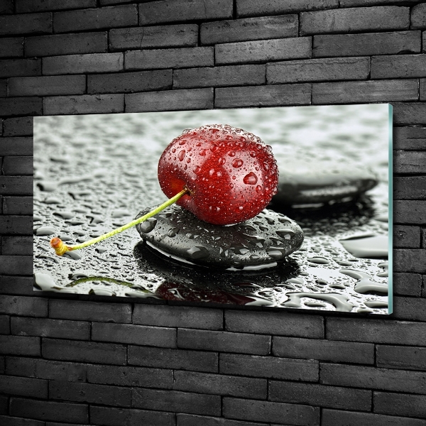 Glass art print Cherry in the rain