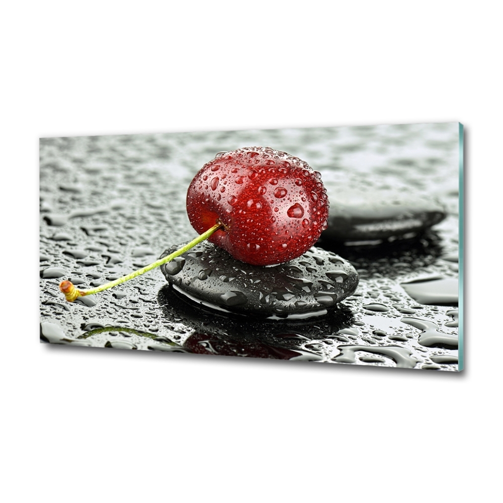 Glass art print Cherry in the rain