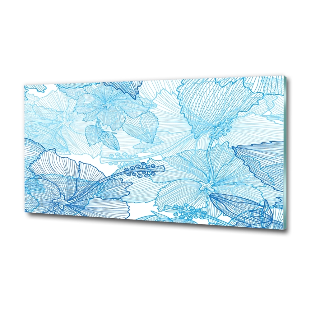 Glass wall art Hawaiian flowers