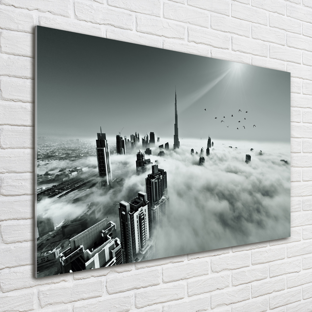 Glass wall art large Fog on dubai