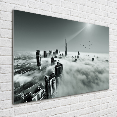 Glass wall art large Fog on dubai