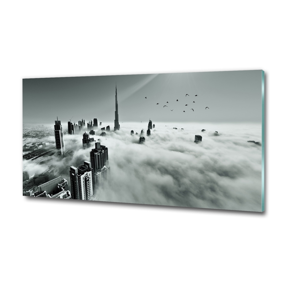 Glass wall art large Fog on dubai