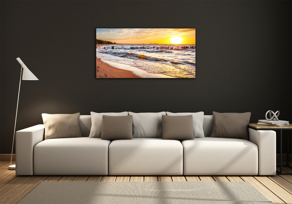 Glass art print Sunset beach