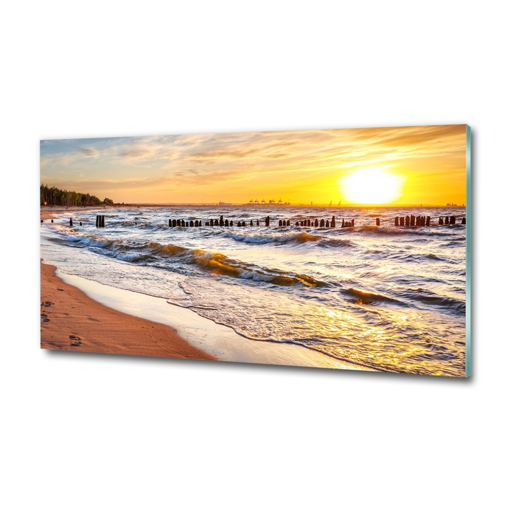 Glass art print Sunset beach