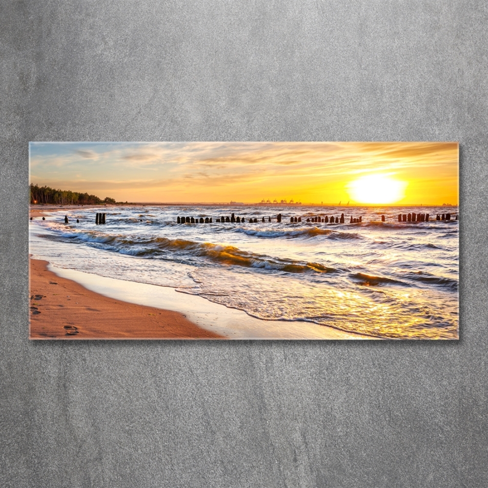 Glass art print Sunset beach