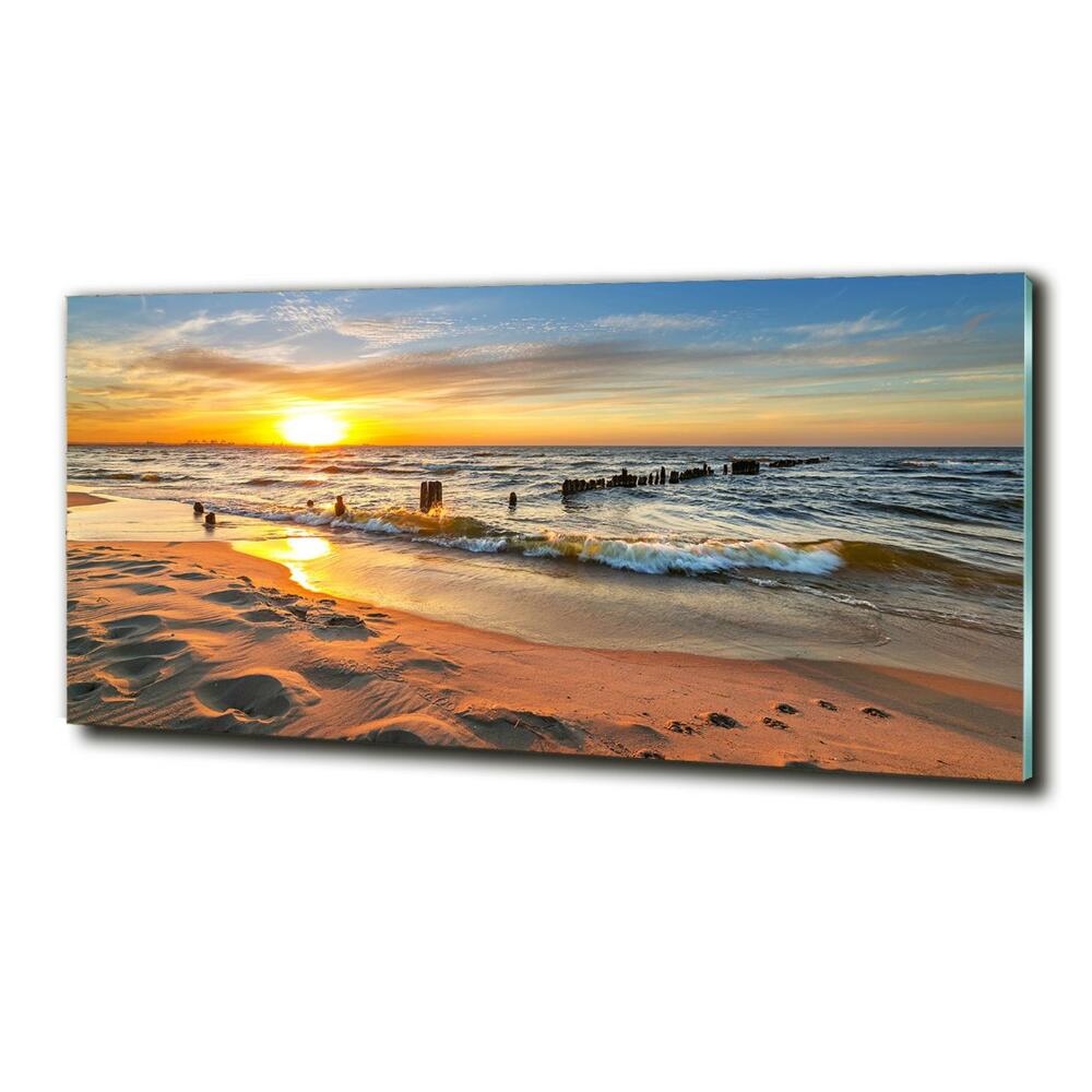 Glass art picture Sunset beach