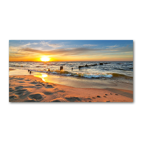 Glass art picture Sunset beach