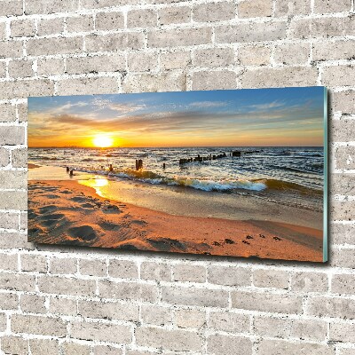 Glass art picture Sunset beach