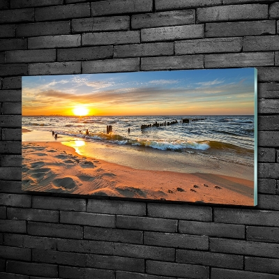 Glass art picture Sunset beach