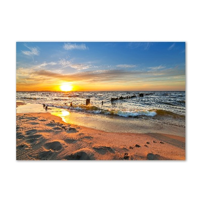 Glass art picture Sunset beach