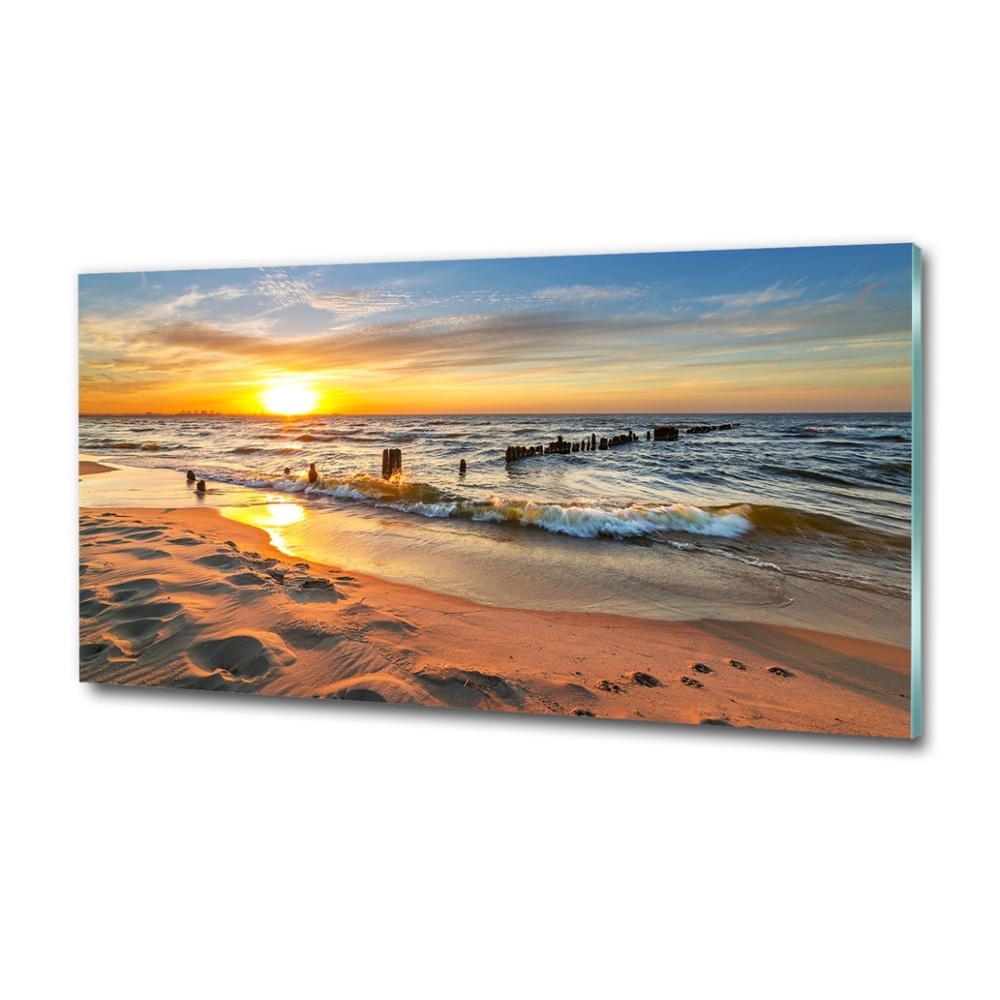 Glass art picture Sunset beach