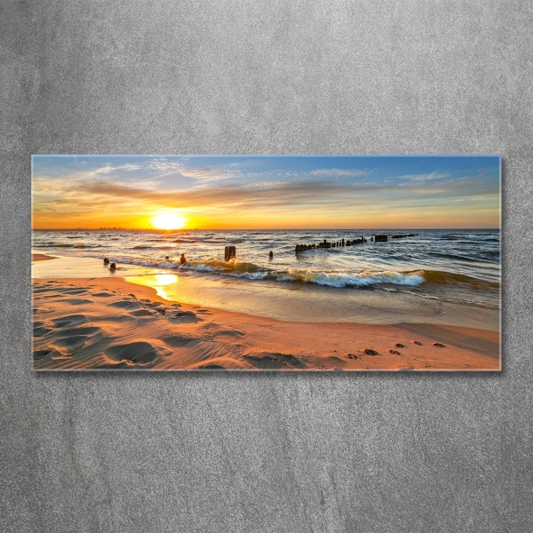 Glass art picture Sunset beach