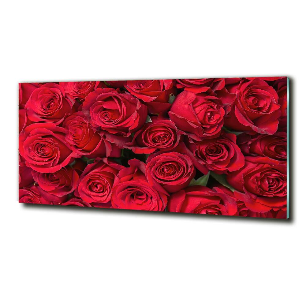 Glass art print Red roses