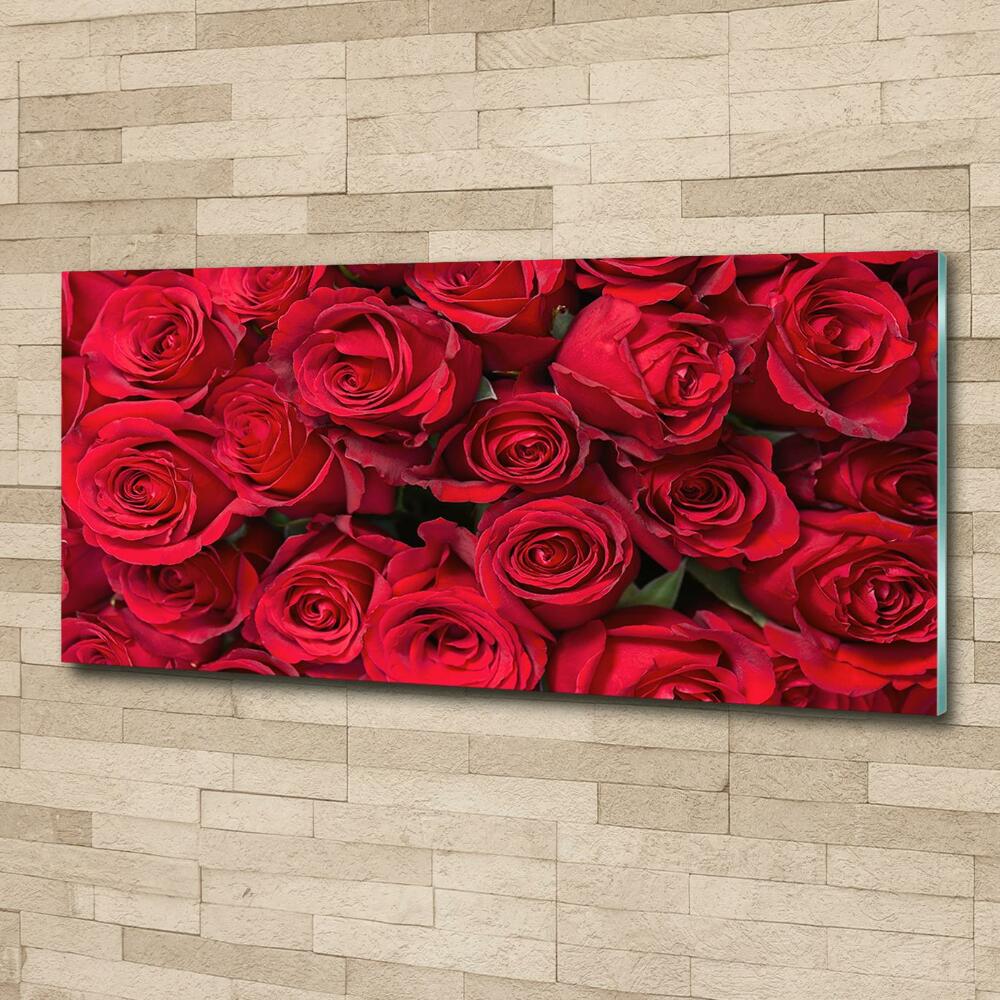 Glass art print Red roses