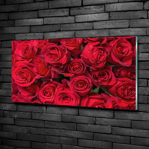 Glass art print Red roses