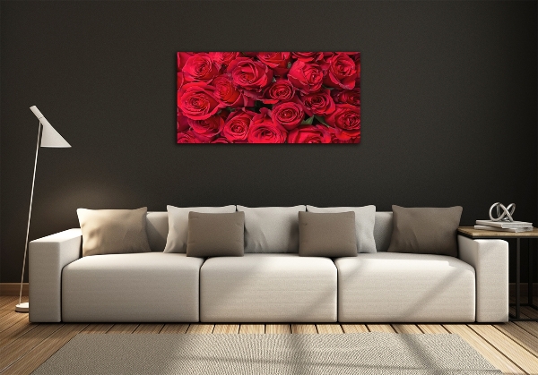 Glass art print Red roses