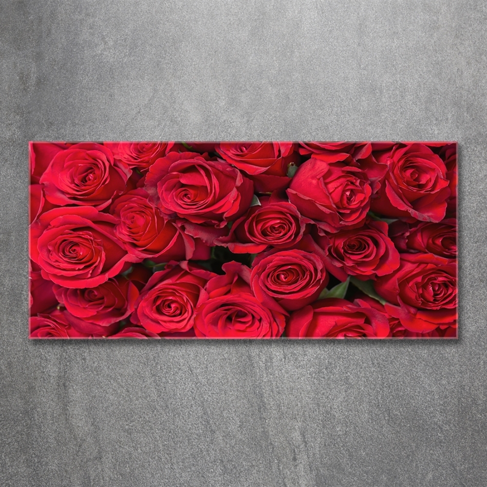 Glass art print Red roses