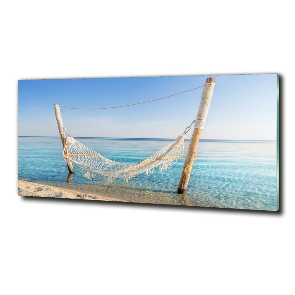 Glass art print Hammock by the sea