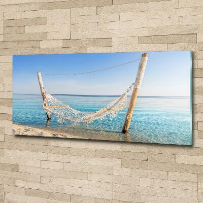 Glass art print Hammock by the sea