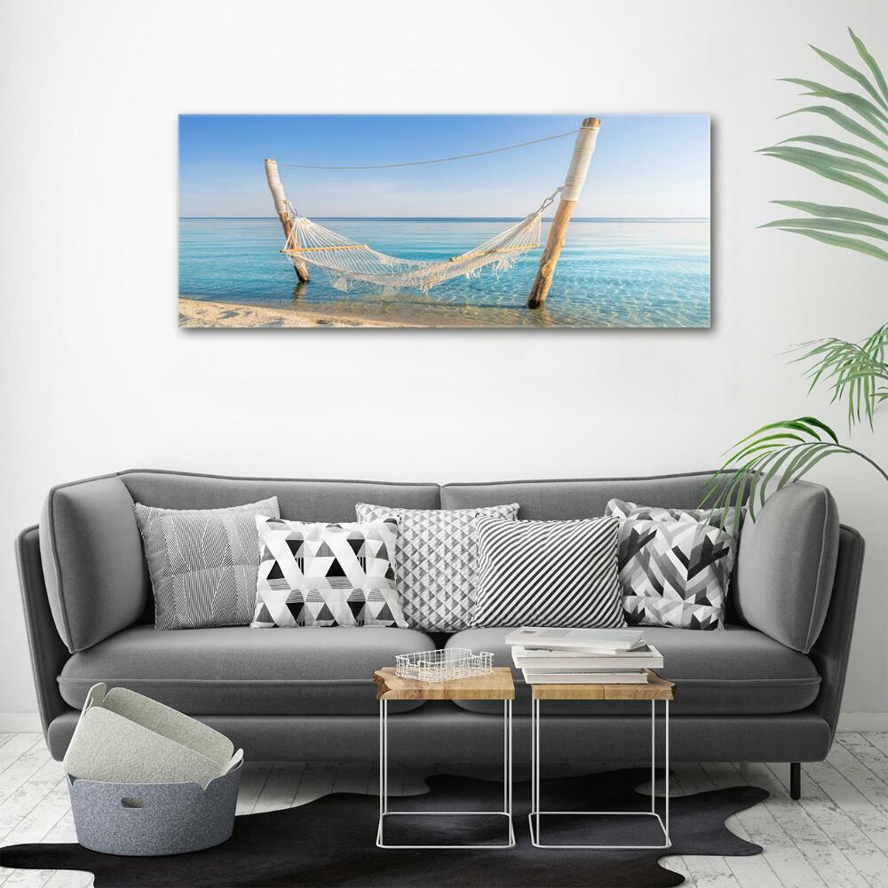 Glass art print Hammock by the sea