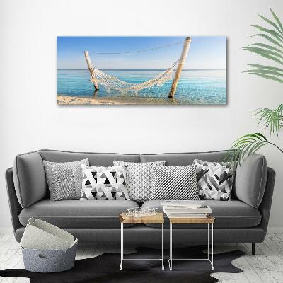 Glass art print Hammock by the sea