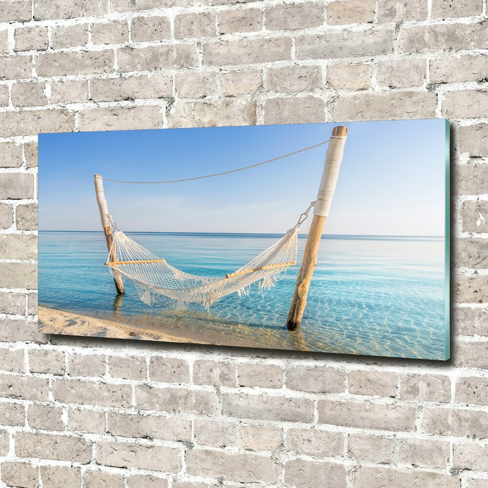 Glass art print Hammock by the sea