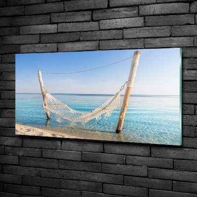 Glass art print Hammock by the sea