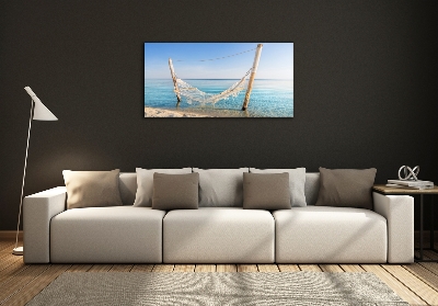 Glass art print Hammock by the sea