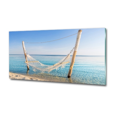 Glass art print Hammock by the sea