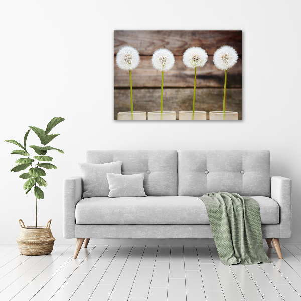 Wall art on glass Dandelions