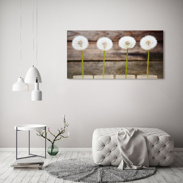 Wall art on glass Dandelions