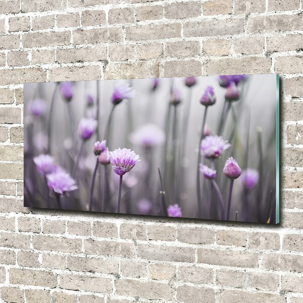 Glass wall art Chives flowers