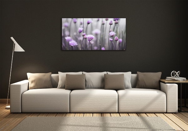 Glass wall art Chives flowers