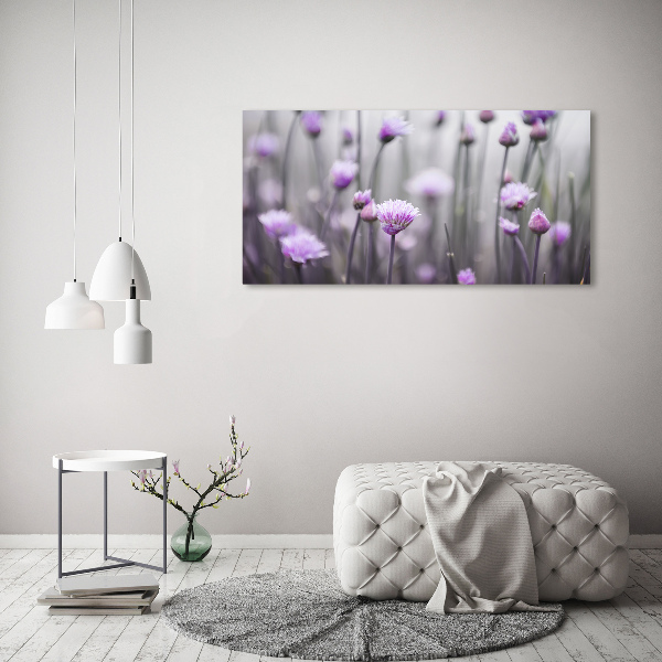 Glass wall art Chives flowers