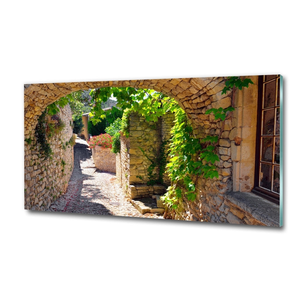 Glass wall art large Charming street