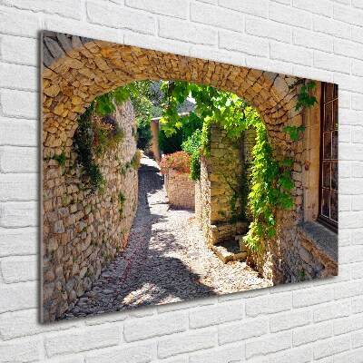 Glass wall art large Charming street