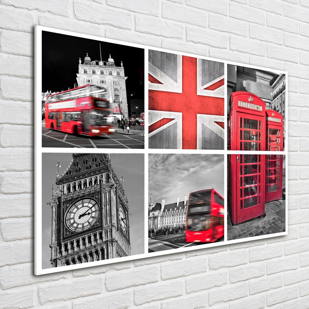 Glass wall art large London collage