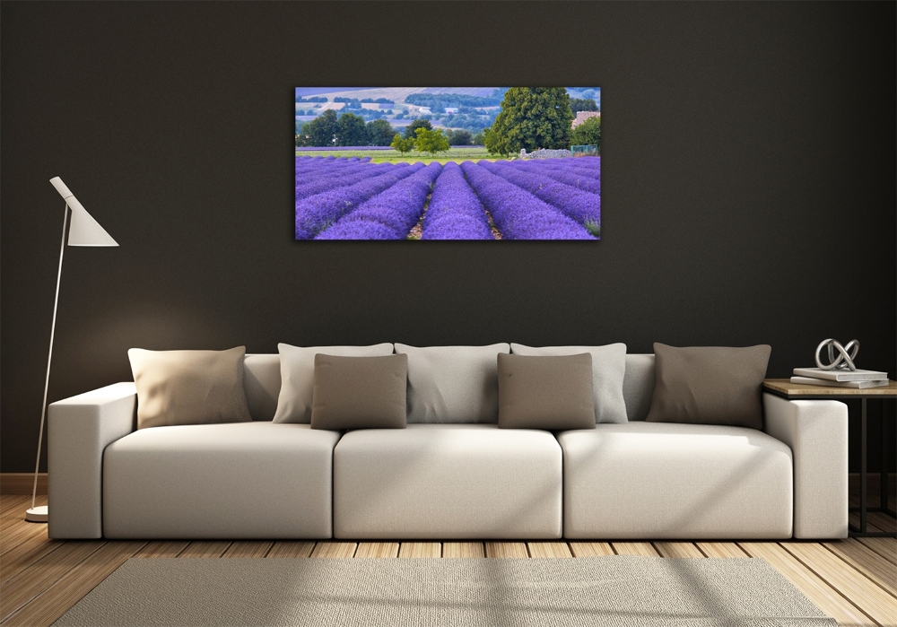 Glass art picture Lavender field